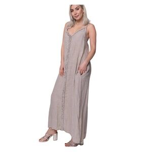 Milio Milano Italian Linen Raw Edge Maxi Dress